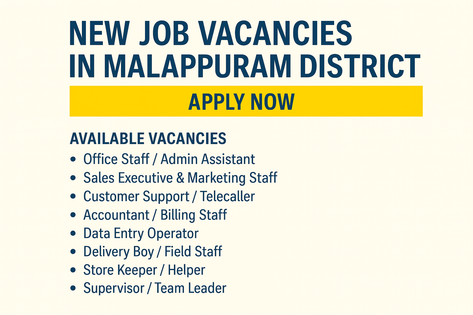 Today’s Job Openings in Malappuram District | Awameo Jobs